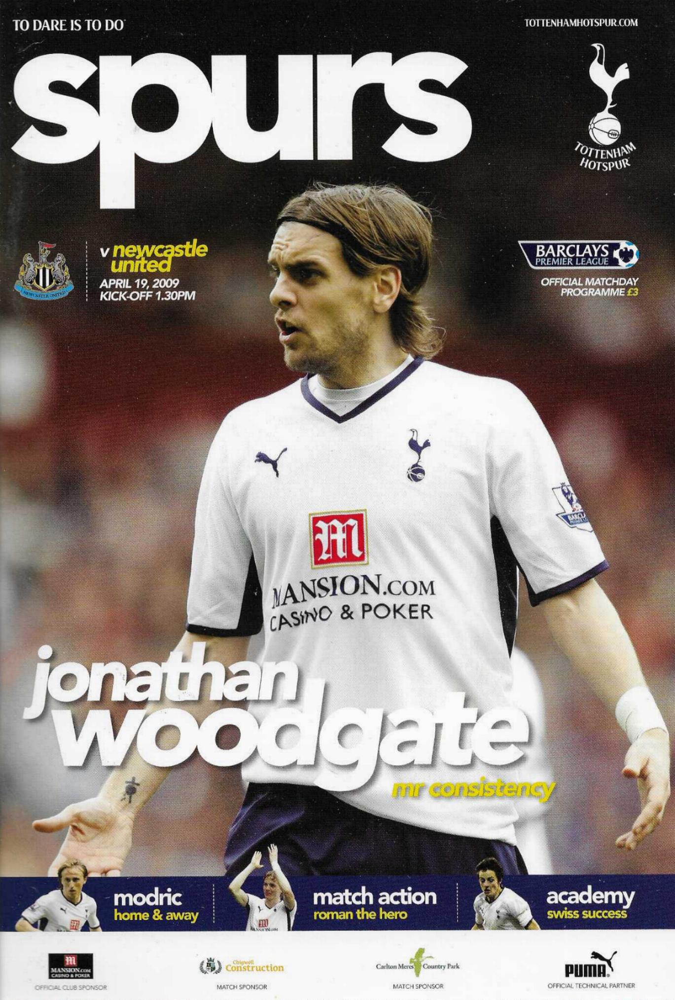TOTTENHAM HOTSPUR v NEWCASTLE UNITED 2008/09